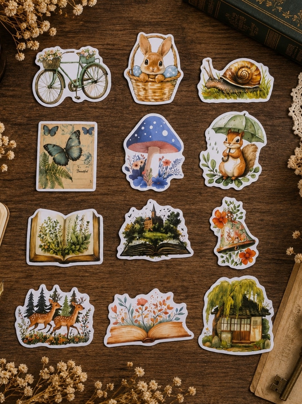 2 for $18 Pack Woodlands Animal Booklover Cottagecore Sticker Bundle New